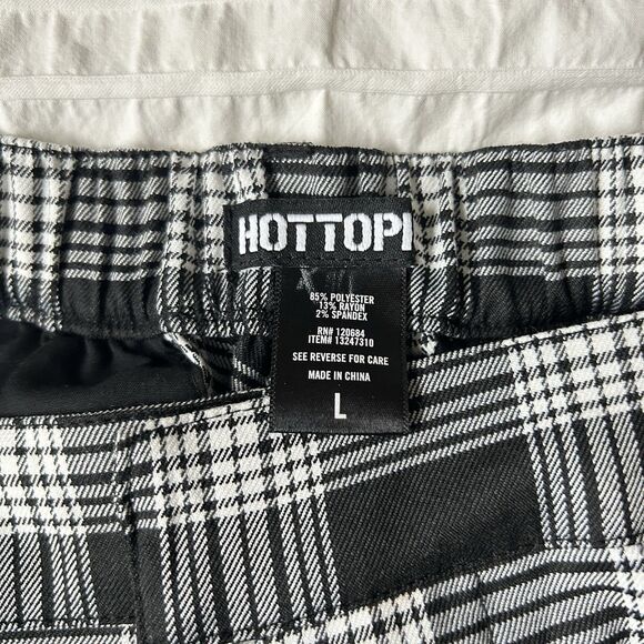 Hot Topic Black + White Plaid Pants Elastic Size L Corporate Goth Punk Skate - Picture 7 of 12